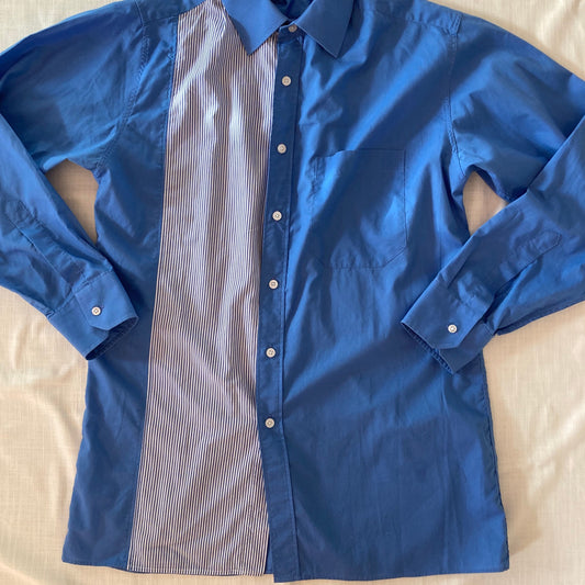 LA CHEMISE BI-MATIÈRE BLEUE